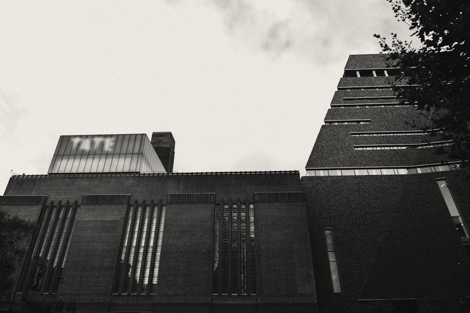 Close-up view of the exterior of a historic building, specifically the façade of Tate Britain. The façade features light-colored stone with detailed architectural elements such as ornate moldings and decorative carvings. A white rectangular plaque with black lettering reading 'TATE BRITAIN' is mounted on the wall, positioned above a weathered stone archway that has visible signs of aging and staining. The stone arch and lower wall exhibit a rough, textured surface with varying shades of beige and grey, indicating wear over time. The background shows parts of the building's vertical structure, with subtle shadows emphasizing the architectural design. The overall scene is illuminated by natural daylight, providing clear visibility of the details and textures of the stonework, which is typical of historic London architecture. This depiction highlights the building's foundational structure and meticulous craftsmanship, relevant to the context of maintaining and managing the environment surrounding such cultural landmarks, often requiring specialized waste disposal or on-site clearance, which can be handled by companies like Rubbish Collection Pimlico.